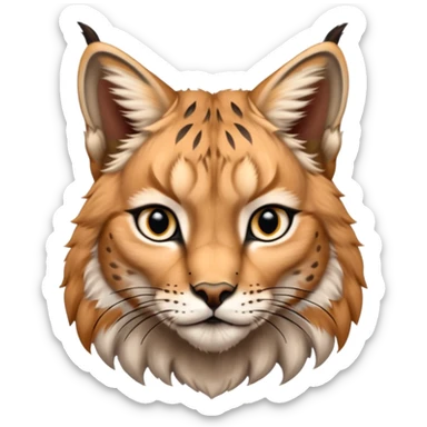 A high-resolution photo-realistic digital illustration of a baby lynx, chest upward A high-resolution, photo-realistic digital illustration of a majestic young Eurasian lynx, shown from the shoulder upwards with lynx markings, zoomed out showing half body  sticker