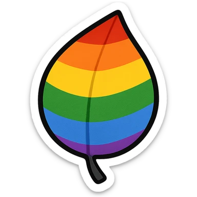 gay pride emoji, rainbow leaf, vibrant and fresh, no background sticker
