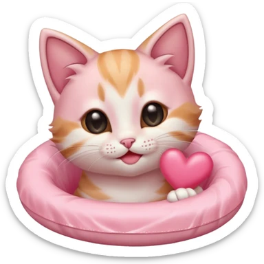 A kitten feeling a whirlpool of happiness. Blushing and feeling in love, grinning and smiling and making a kissy face. Something sweet and perfect to send to someone you love, not a familiar love something more deep and profound sticker