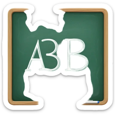 A flat-style illustration of a green chalkboard with “A B C” written on it in white chalk, representing early secondary school learning. Clean, minimal, cartoon style, white background, iOS emoji aesthetic. sticker