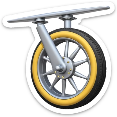 Emoji-style aircraft landing gear with a single wheel and strut, simplified design, clean lines, cartoon-like, isolated on white background, minimal shading sticker