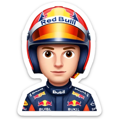 Max Verstappen with racing helmet and Red Bull colors, no text sticker