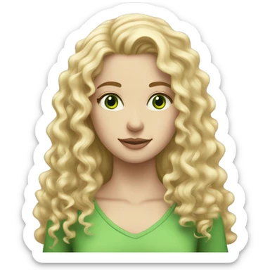 Tall curly long blonde hair girl green eyes pale  sticker