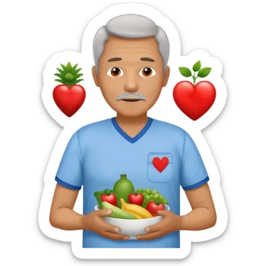 una imagen de un abuelo de 63 años con una enfermedad cardiovascular pero puedes poner al rededor habitos saludables PERO QUE SUFRA DE ENFERMEDAD CARDIOVASCULAR Y QUE NO SE VEA TAN FELIZZ sticker