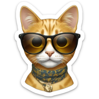 fashion cat with designer sunglasses on sticker