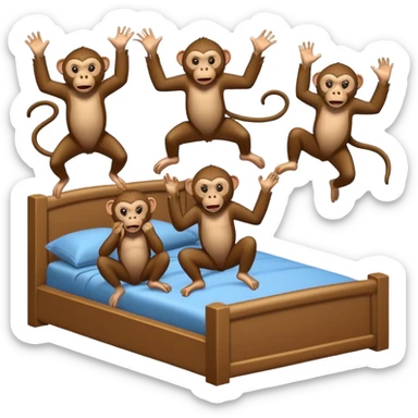 Cinco monitos salta en la cama uno se cayó se golpeó la cabeza mamá llamo al doctor ye le doctor dijo no más monos saita em la cama sticker