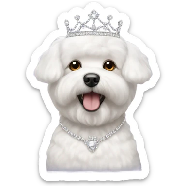 A Bichon Frise wearing a tiara  sticker