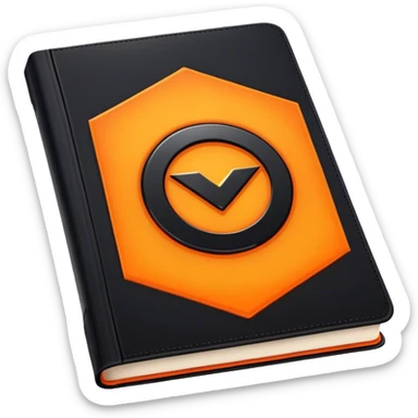 A bright orange book with a black, bold X with an edgy texture, exuding energy and pure, unapologetic confidence..orange halo aura.. unstoppable sticker