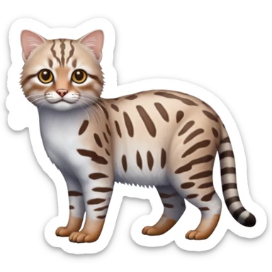 Realistic albino albinism colorful shiny glossy smooth whitish pastel dusky dark gloomy wild natural elegant lifelike Pallas-cat-ocicat-ocelot-Rusty-spotted-cat-fusion-hybrid-animal-creature, full body, hyper-realism sticker