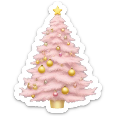pastel pink christmas tree with pastel pink and pastel yellow ornaments，more details sticker