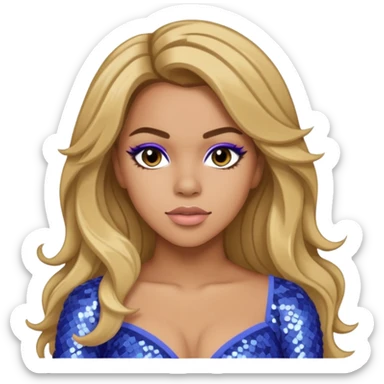 Dinah Jane from Fifth Harmony with long dark blonde hair, periwinkle sequin outfit sticker