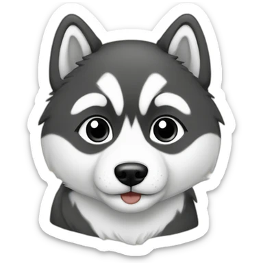 asian-boy-accompanied-by-pomsky-black-white sticker