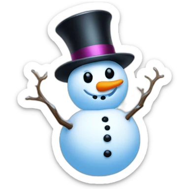 glowing snowman with top hat sticker