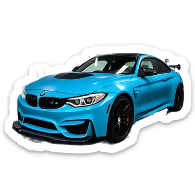 Yas marina blue M4 competition with a wrap that says KLIPZ on it  sticker