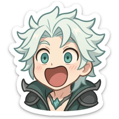 POG face Viego from League of Legends, chibi style, cute and exaggerated expression sticker