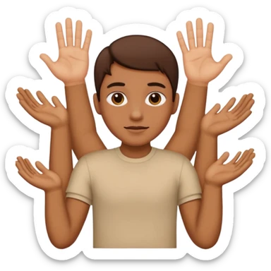 Tête qui a 2 mains l’une qui tient un 6 l’autre un 7 sticker