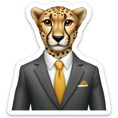 cheetah in a classic suit With key sticker