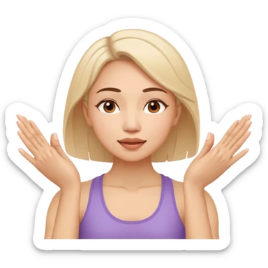 Minimal emoji of a woman performing face yoga, fingers pressing and lifting facial muscles, clear hand-on-face exercise movement, simple wellness icon style, no beauty or medical elements

 sticker