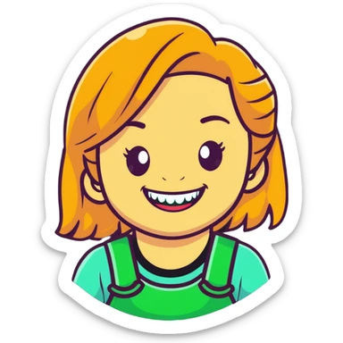 girl with green braces on her teeth smiling sticker