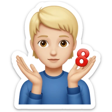 Head with hands holding  6 and 7 sticker