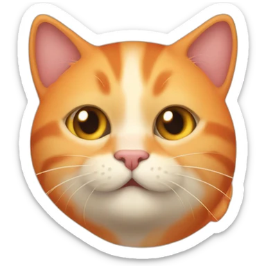 aN orange tubby cat with a cranked right ear sticker