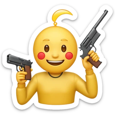 It should look like the standard smiling emoji which is ironically holding a gun pointed to his head/face so that it looks like he wanted to shoot himself ( this is ironically and it should show that i could shoot me in the head because its so embarrassing) sticker
