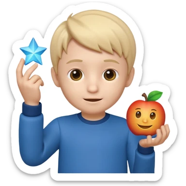 3D imoji of  The little boy who is a magic designer, he is a graphic designer, he should not be holding anything  sticker