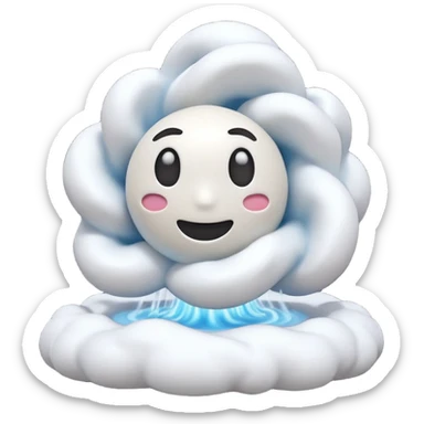 3D render of Blizzard, miniature weather phenomenon, volumetric particle effects, swirling white snow and wind vortex, elemental energy, emoji style, isolated on white background --v 6.0. sticker