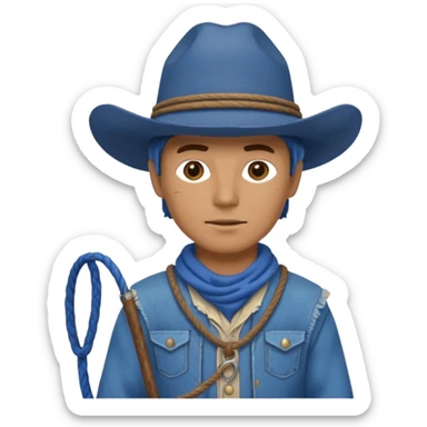 Cowboy with blue hat and lasso sticker