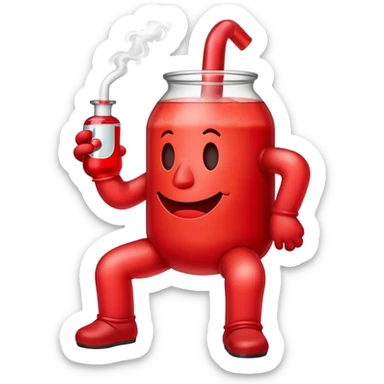 Kool-Aid man with legs smoking a bong sticker