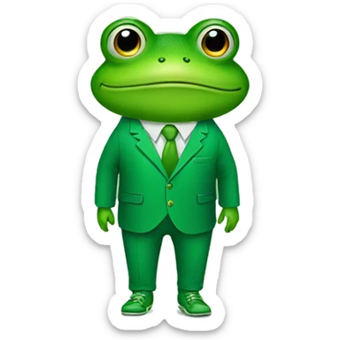 frog in a green suit and green shoes sticker