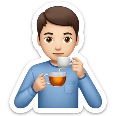 Emoji of somebody drinking tea and giving side eye sticker
