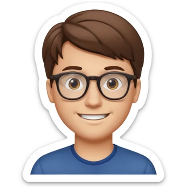 WHITE BOY, BROWN HAIR WARING GLASSES sticker