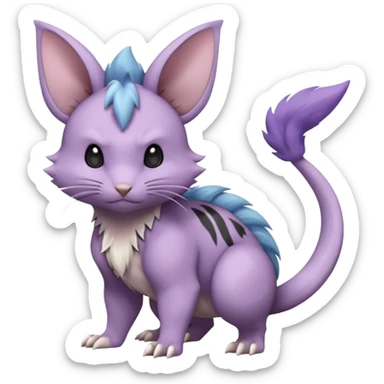 Nidoran-Purrloin-Delcatty-Rattata-Pokémon-hybrid-fusion-creature (full body) sticker