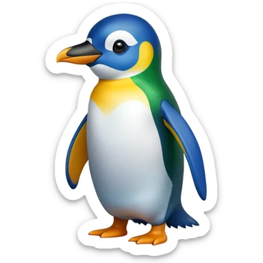 a penguin (from the LINUX operating system) painted in the colors of the Brazilian flag sticker
