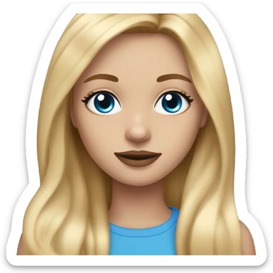 girl with long straight blonde hair, blue eyes, she wear so much make-up  sticker