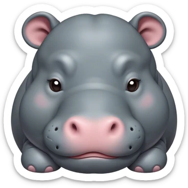 Meme-Worthy Cute Sleeping Hippo Portrait Emoji, Head resting peacefully with a contented smile, showcasing a massive, robust build and a luxuriously soft slate-gray hide, eyes shut in a serene, restful nap, Simplified yet hilariously adorable features, highly detailed, glowing with a soft, drowsy light, high shine, relaxed and utterly lovable, stylized with an air of playful laziness, bright and heartwarming, soft glowing outline, capturing the essence of a comically sleepy hippo, so meme-worthy it feels like it could instantly become the next viral sensation of adorable slumber! sticker