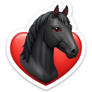 Black Horse centered within a red heart emoji sticker