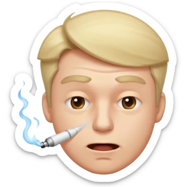 A male with squinting eyes but the mouth is blowing out sticker