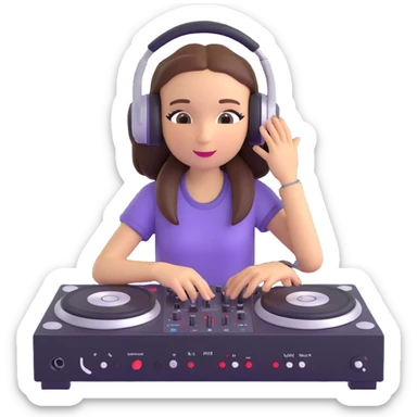girl playing DJ set sticker
