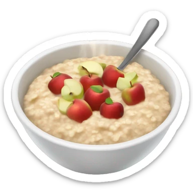 Steamy bowl of oatmeal with apples sticker