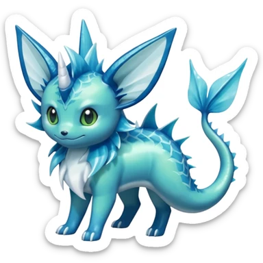 Shiny 4-legged Virizion-Vaporeon-Amaura-Cobalion-fusion, full body sticker