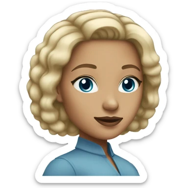 light skin blue eyes bob hair business women sticker