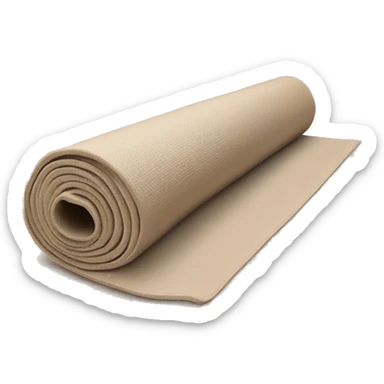 Realistic beige half rolled out yoga mat sticker