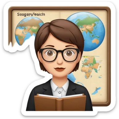 geography teacher with braun not so long hair and with glasses sticker