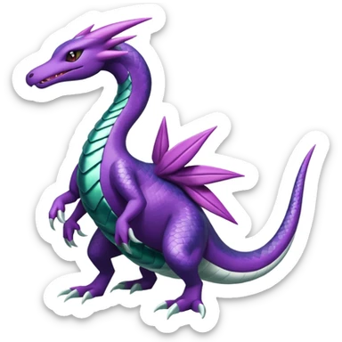Shiny Green and Purple Salazzle-Seviper-Silvally-Dialga-fusion sticker
