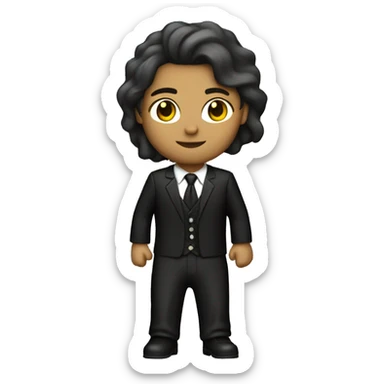 rockero caucasico vestido de negro totalmente con traje sticker