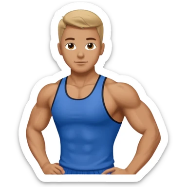 fitness trainer wearing blue sticker