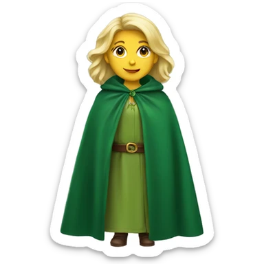 Blonde woman wearing green cloak sticker