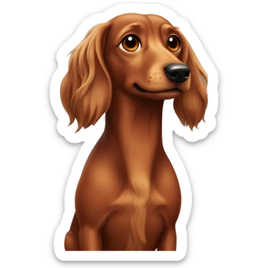 Long haired brown weenie dog  sticker
